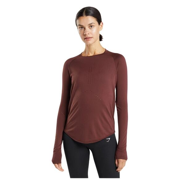 Gymshark Sweat Seamless Long Sleeve Top Maroon XS - Picture 1 of 9